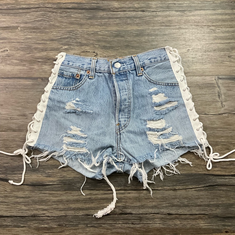 Furst Of A Kind Lace Up High Waisted Shorts Sz 25 NWOT